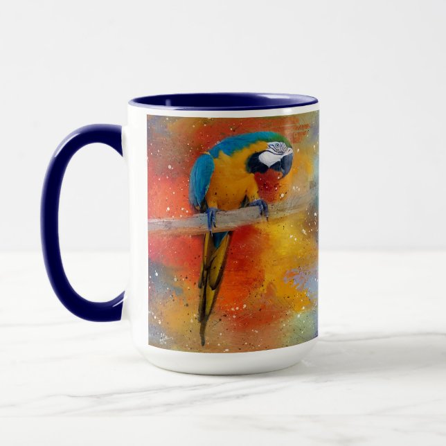 Tropical Colourful Blue and Yellow Macaw #4 Mug (Left)
