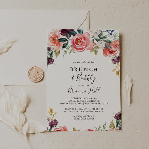 Tropical Colourful Brunch and Bubbly Bridal Shower Invitation