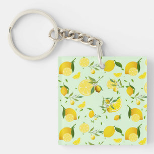 Tropical colourful Citrus SUMMER Orange lemon Slic Key Ring