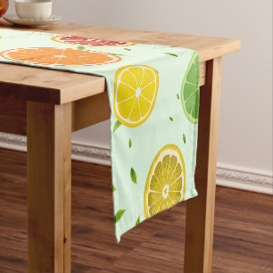 Tropical colourful Citrus SUMMER Orange lemon Slic Short Table Runner