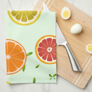 Tropical colourful Citrus SUMMER Orange lemon Slic Tea Towel
