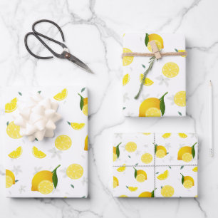 Tropical colourful Citrus SUMMER Orange lemon Slic Wrapping Paper Sheet