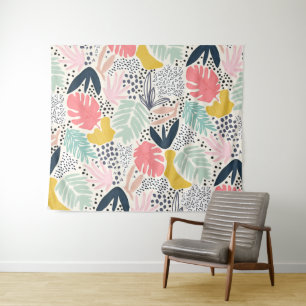 Tropical Colourful Collage Pattern Tapestry