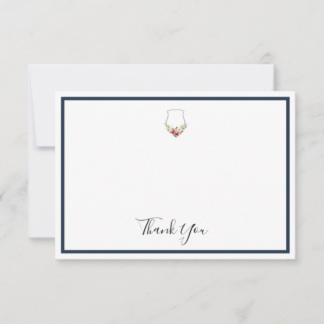 Tropical Colourful Crest Floral Flat Wedding   Thank You Card (Front)