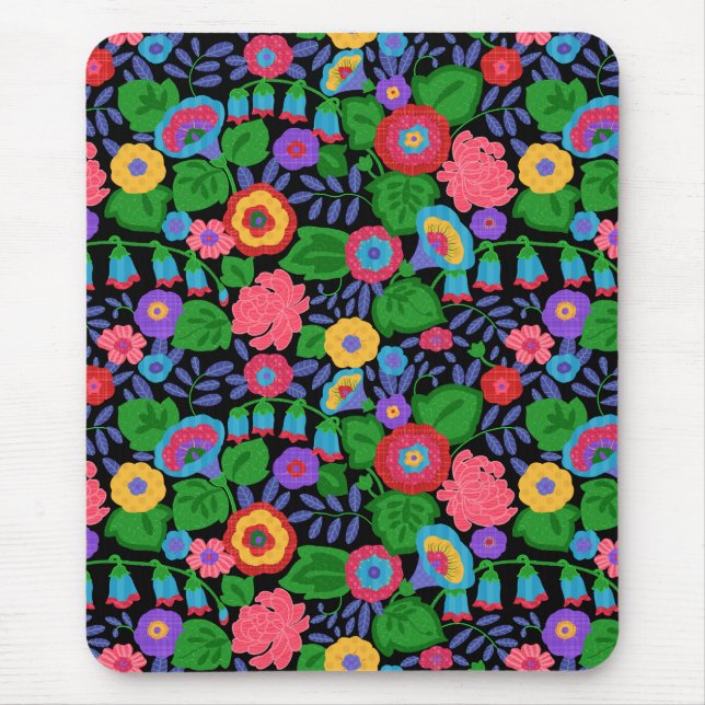 Tropical Colourful Flowers Floral Summer Pattern Mouse Pad (Front)