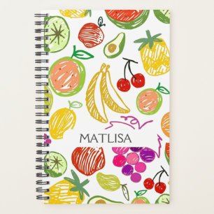 Tropical Colourful Fruit Girly Trendy Name Custom  Planner