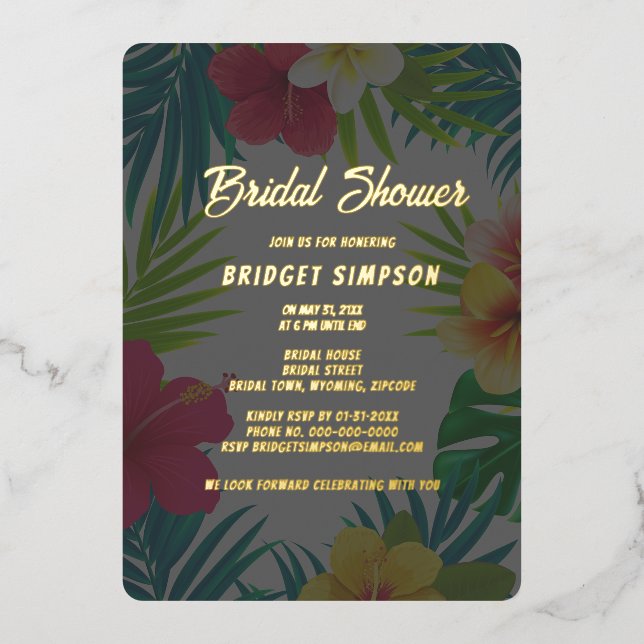 tropical colourful hibiscus hawaiian summer bridal (Front)