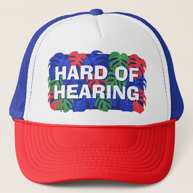 Tropical Colourful Palm Leaves Hard of Hearing Trucker Hat (Front)