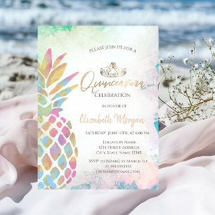 Tropical Colourful Pineapple Palm Summer Invitation