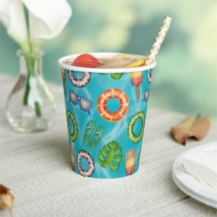 Tropical Colourful Pool Party Paper Cups