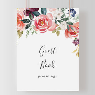 Tropical Colourful Summer Floral Guest Book Sign