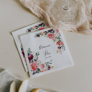 Tropical Colourful Summer Floral Minimalist Weddin Napkin