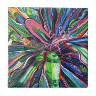 Tropical Colourful Ti Leaves Ceramic Tile
