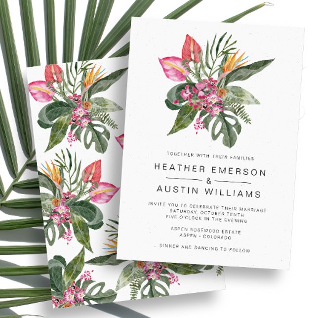 Tropical Colourful Wedding Invitation (Tropical Colorful Floral Wedding Invitation by Painted Paperie
)