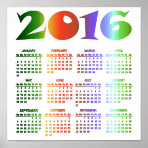 Tropical Colours 2016 Calendar Poster