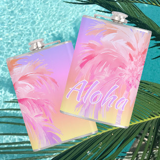 Tropical Colours Aloha Palm Tree Hip Flask