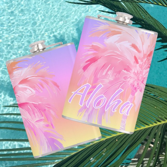 Tropical Colours Aloha Palm Tree  Hip Flask (It’s always five o’clock somewhere!)