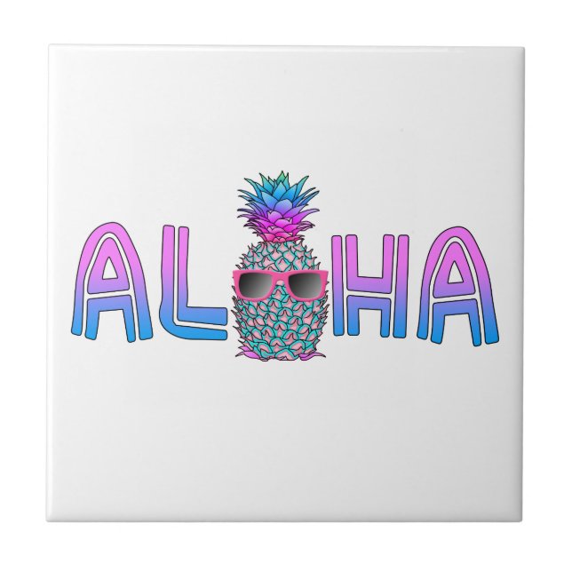 Tropical Cool Aloha Pineapple Tile (Front)