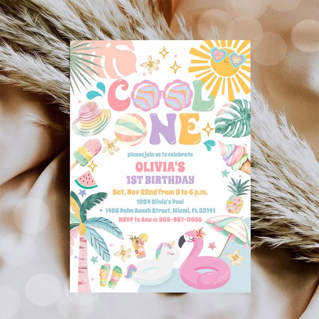 Tropical Cool One Birthday Invitation (Creator Uploaded)