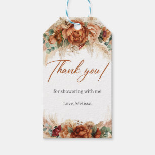 Tropical copper floral pampas boho Bridal Shower Gift Tags