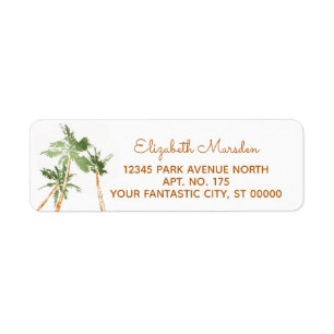 Tropical Copper Palm Trees Beach Return Address