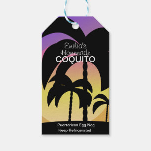 Tropical Coquito Recipe Drink Coconut Egg Nog Gift Tags