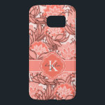 Tropical Coral Floral Pattern with Monogram<br><div class="desc">Vibrant shades of coral in this feminine tropical floral pattern. Shown here with both a monogram and name,  simply edit the sample text with your own desired monogram and name.</div>