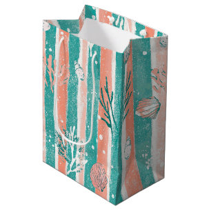 Tropical Coral Ocean Pattern Medium Gift Bag