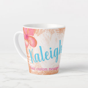 Tropical Coral, Pink Personalised Coffee Mug