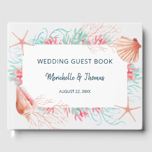 Tropical Coral Reef Beach Seashells Wedding Guest Book