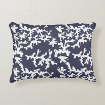 Tropical Coral Reef Navy Blue and White Aquatic