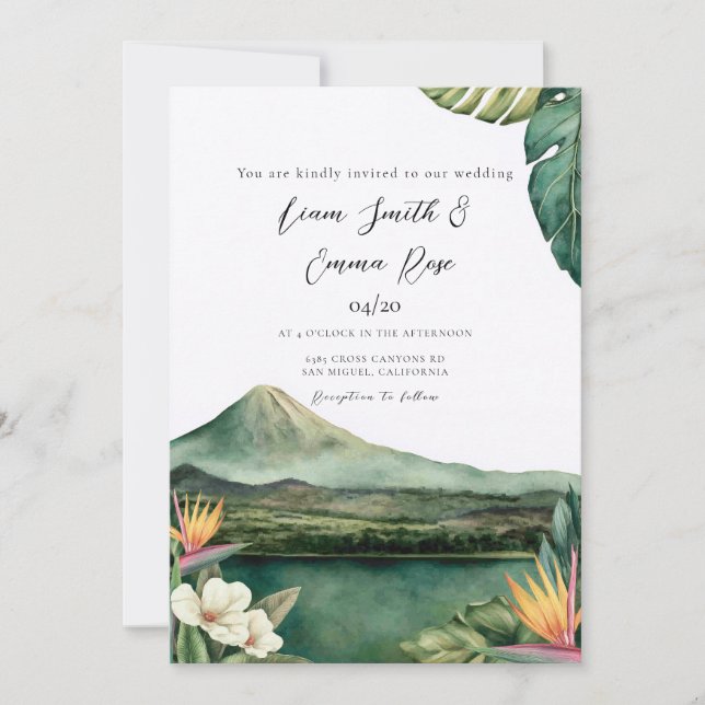 Tropical Costa Rica Destination Wedding  Invitation (Front)