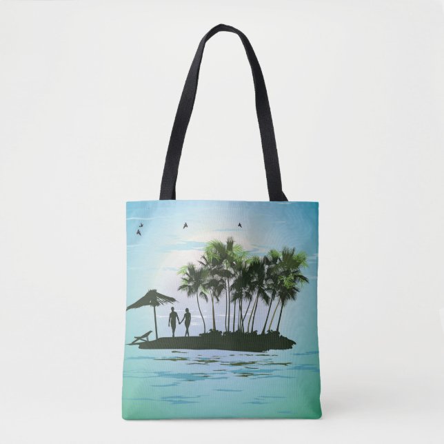 tropical, couple, island, young couple, relaxing tote bag (Front)