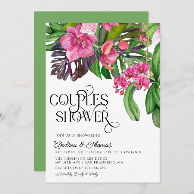 Tropical Couples Shower Invitation (Front/Back)