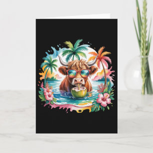 Tropical Cow Summer Vibes Funny Beach Girls Women  Card