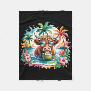 Tropical Cow Summer Vibes Funny Beach Girls Women  Fleece Blanket