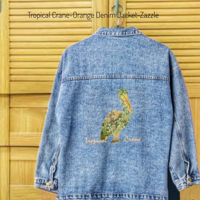 Tropical Crane-Orange Denim Jacket (Creator Uploaded)