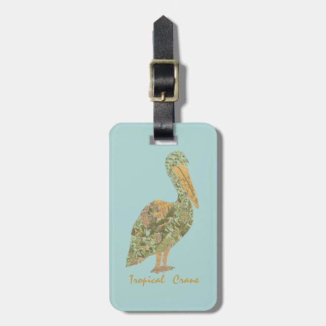 Tropical Crane-Orange Luggage Tag (Front Vertical)