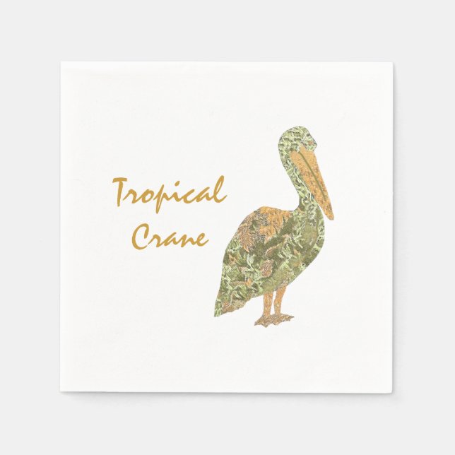 Tropical Crane-Orange  Napkin (Front)