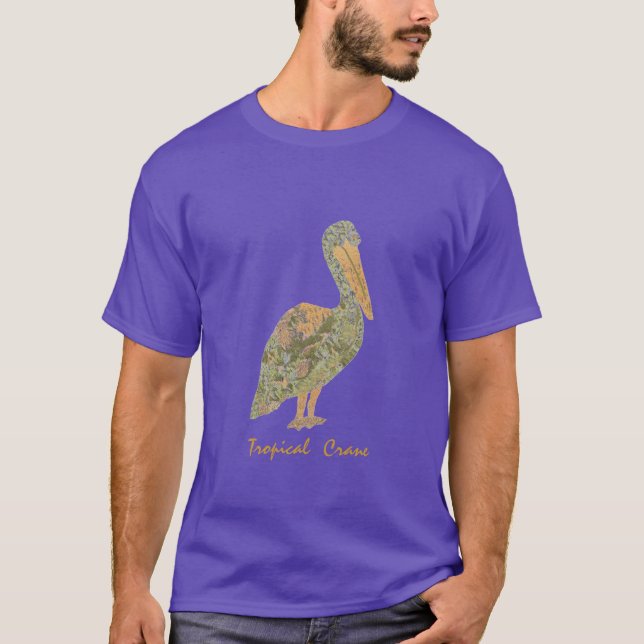 Tropical Crane-Orange T-Shirt (Front)