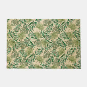 Tropical Cream Green Leaves         Doormat