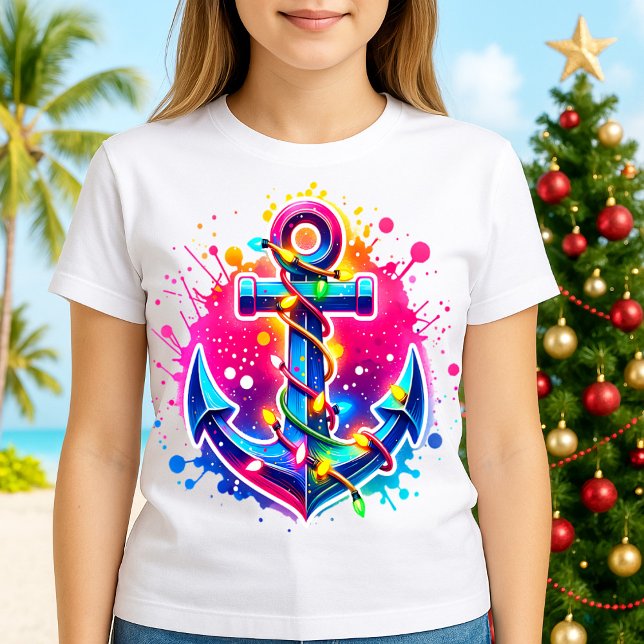 Tropical Cruise Christmas Anchor with Lights T-Shirt (Creator Uploaded)