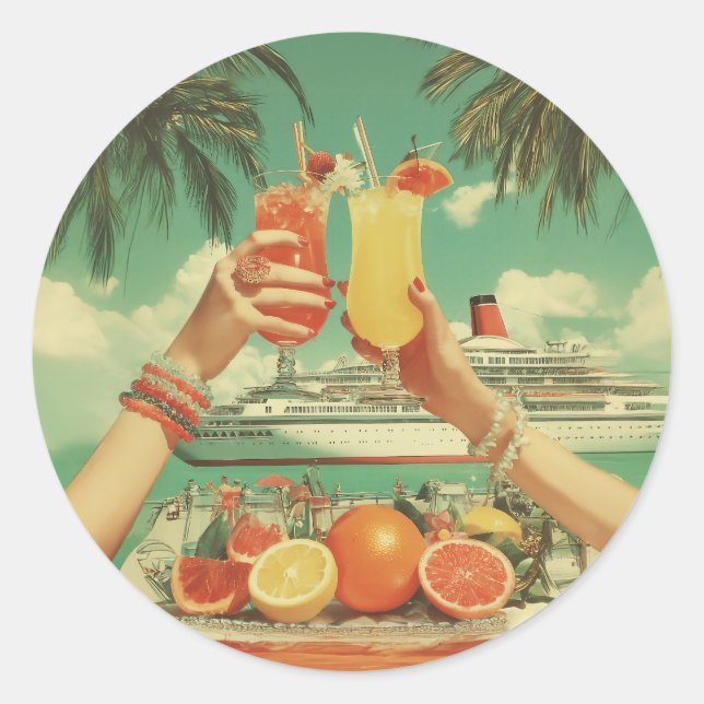 Tropical Cruise Cocktail Bliss Classic Round Sticker (Front)