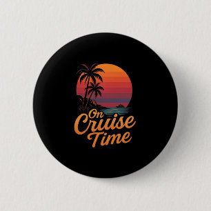 Tropical Cruise On Vacation Time With Palm Tree Su 6 Cm Round Badge