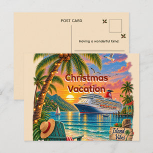 Tropical Cruise Sunset Vacation Island Vibes Holiday Postcard
