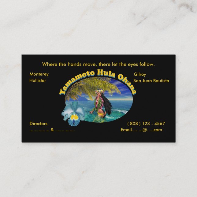 Tropical Custom For Yamamoto Hula Business Cards (Front)