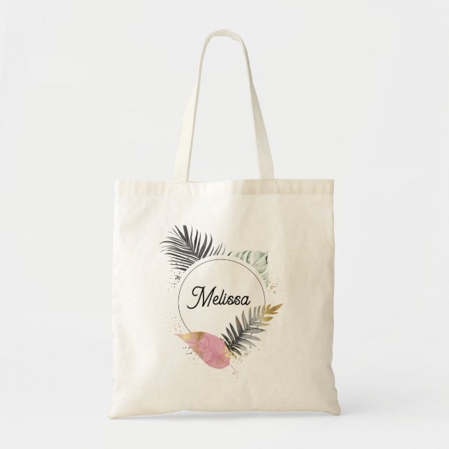 Tropical Custom Name Tote Bag (Front)