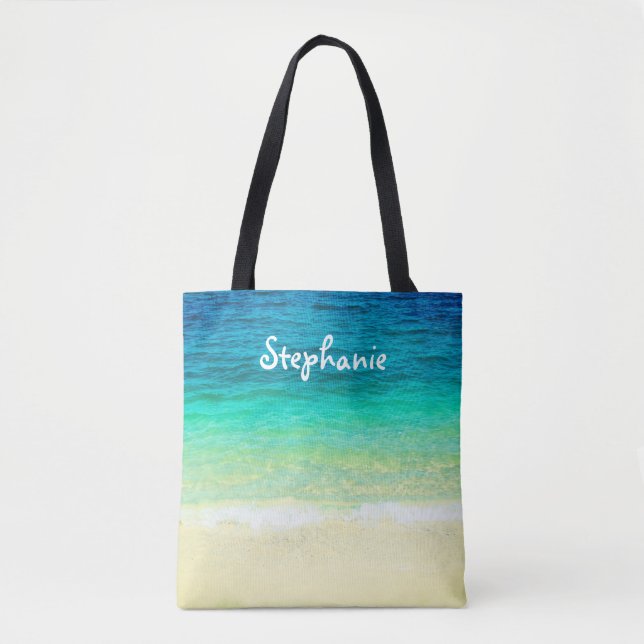 tropical custom personalised tote beach design (Front)