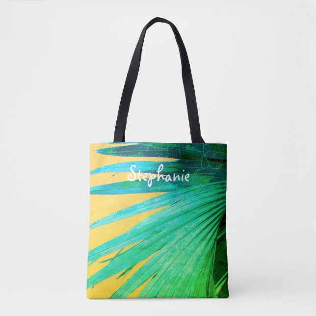 tropical custom personalised tote palm leaf design (Front)