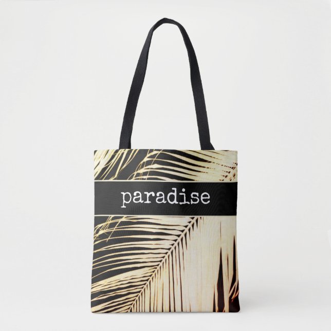 tropical custom personalised tote palm leaf design bag (Front)